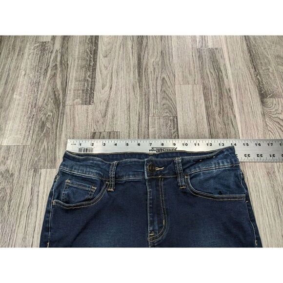 SO Juniors Size 7 Skinny Embroidered Pockets Denim Blue Jeans Jeggings - Picture 7 of 11